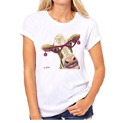 Remera De Mujer Funny Cow Vaca Comica Gracios Colores M11