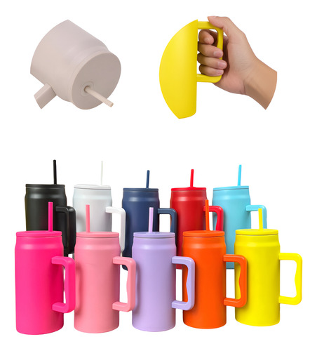 15 Termo 50oz Vaso Con Asa Y Tapa Popote Colores Mayoreo Surtido