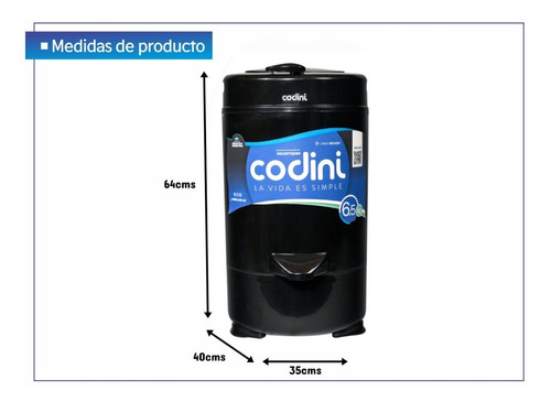 Secarropas Codini Innova Negro In61 6.5kg.