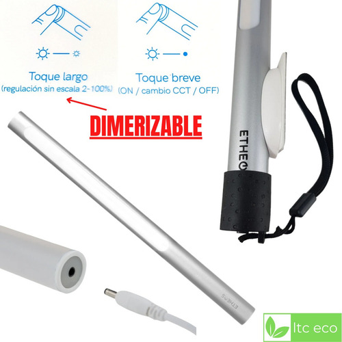 Imagen 5 de 9 de Linterna Led Multiuso Recargable Usb 2,5w Touch 60hs De Luz