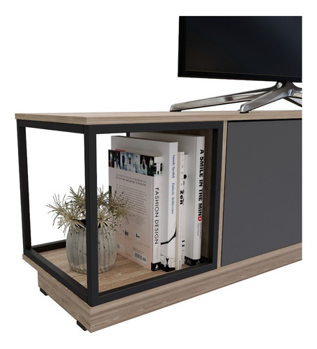 Mesa Tv Cubo Maderkit Color Rovere/plomo Color Crema