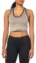 Comprar Calvin Klein Performance Crop Top Acanalado Para Mujer Moon