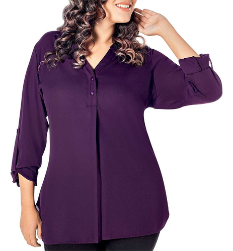 Blusa Casual Dama Gsv 10656e Morado 36-40 121-619 T3