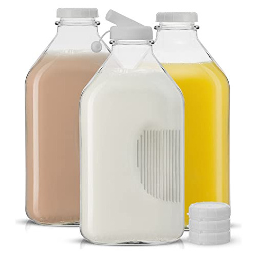 Botellas Vidrio Leche Jugos Con Dispensador 1.8lts 3pack