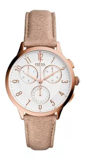 Reloj Fossil Mujer Cuero Marron Rose Crono Numeros Ch3016