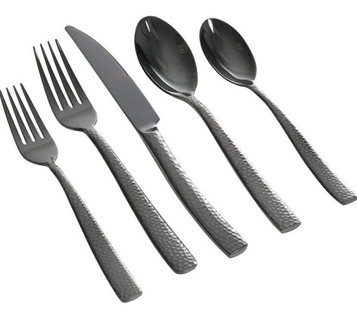 Cubiertos Elegantes Negro Mate Para 12 Personas 60pz