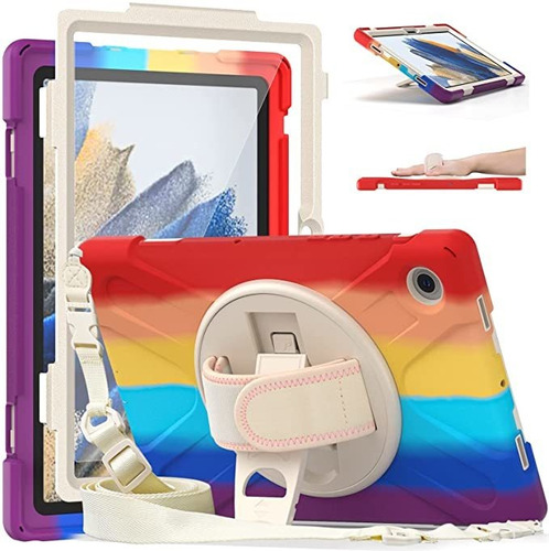 Funda C/protector De Pantalla Galaxy Tab A8 10.5 Case Roja 1