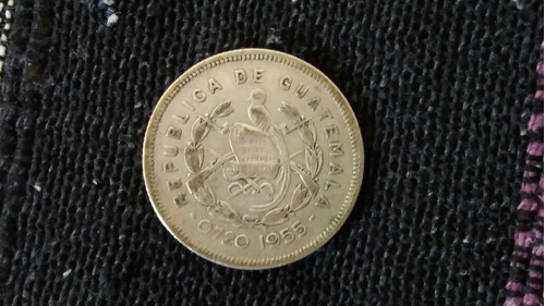 Moneda Guatemala 25 Centavos 1955 Plata 0.720 (x75