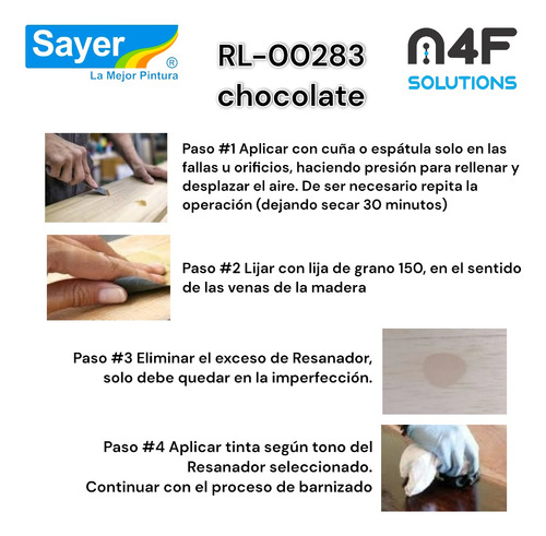 Sayer Resanalack Para Madera Base Agua Chocolate (250ml) 5pz