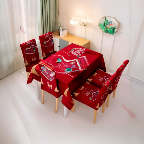 Mantel Navideño Calcetin + 6 Fundas Para Sillas 720