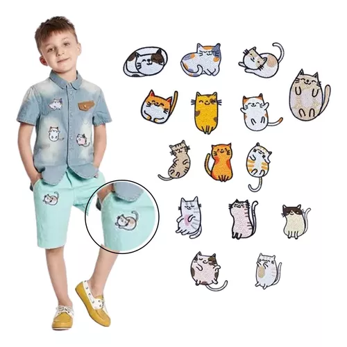 Parches para marcar ropa infantil. Gatos y fresas