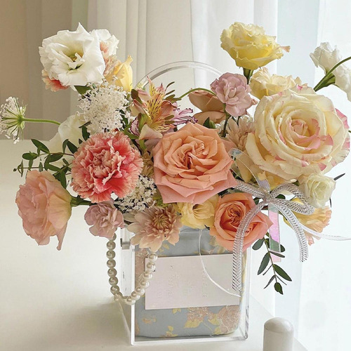Cesta De Niña De Flores Caja De Flores 12cmx12cmx12cm
