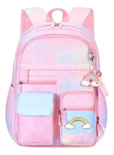 Mochila Escolar Para Nina Primaria Arcoiris Kawaii Kits Rosa