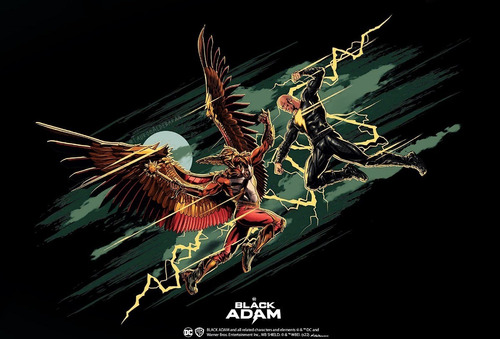 Póster Black Adam Vs Hawkman Batalla Hombre Halcón Arte Dc