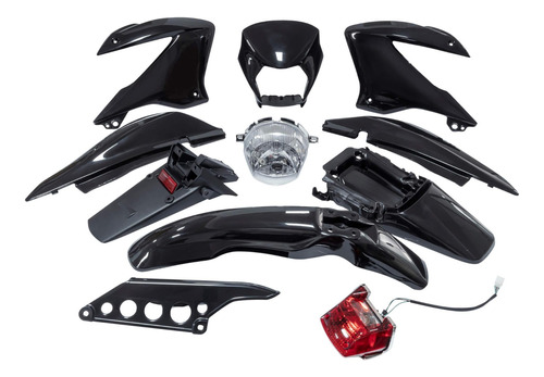 Kit Plásticos Para Moto Bross Negro 