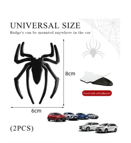 2 Pzs Calcomania Spiderman Araña Auto Moto Sticker De Metal