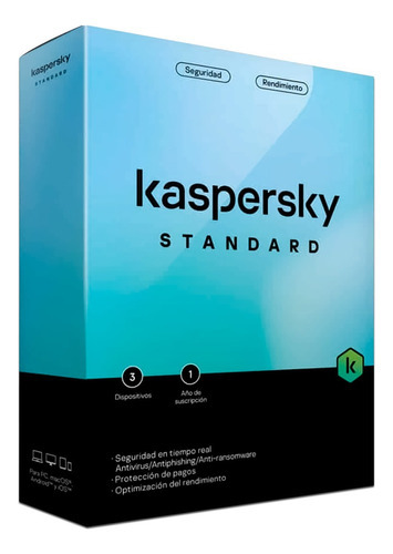 Kaspersky Standard Antivirus, 3 dispositivos, 1 ano