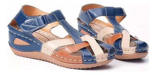 Sandalias De Mujer Zapatos Talla Grande Retro Punta Redonda