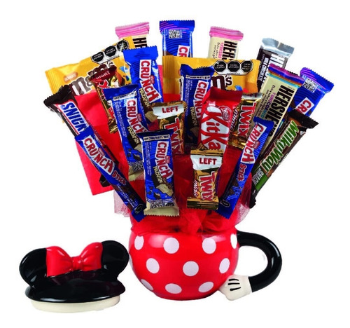 Taza De Minnie Mouse De 390 Ml - Kit De Regalo Con Chocolate