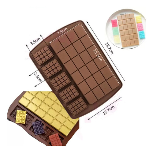 Molde De Silicón Barra De Chocolate Minis Y Grandes 