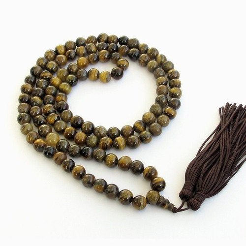 Japa Mala Ojo De Tigre 108 Piedras Collar Budista 8mm+ Envio