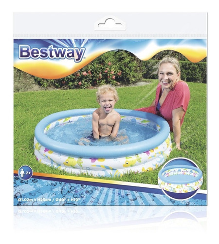 Imagen 4 de 4 de Pileta Inflable Bestway 51008 Fondo Del Mar 3 Aros 101 Lt