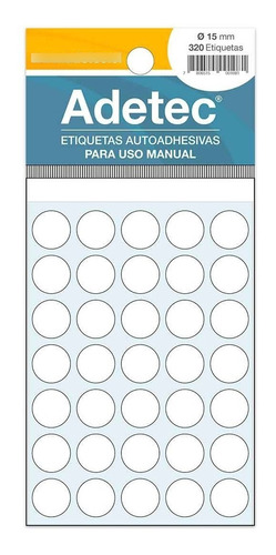 320 Etiquetas Manual Circular Blanca 15mm Diametro - 101