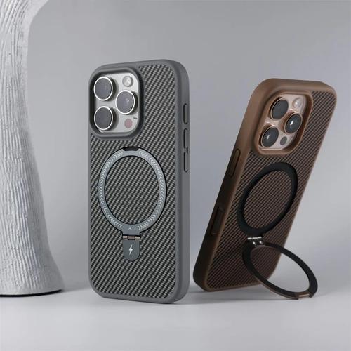 Capa De Telefone Com Suporte De Fibra De Carbono Para iPhone
