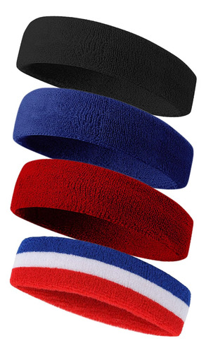 Sweatbands Sport Headbands For Men & Women,4 Pcs Terry Cloth