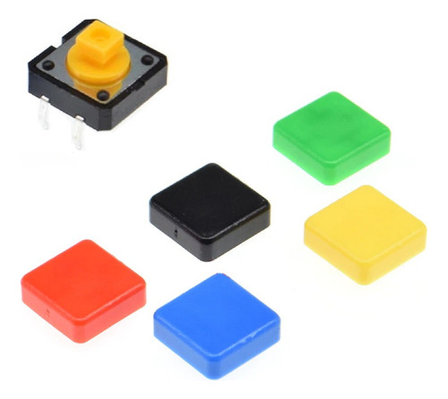 Kit 80 Push Button Chave Táctil Com Capa Quadrada Arduino