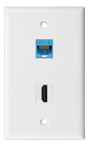 Placa De Pared Compatible Con Cat6 Y 2 Puertos, Paquete De 1