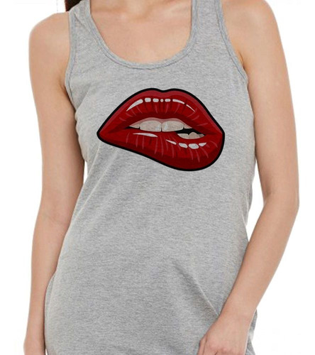 Musculosa Pop Art Labios Rojo Morder