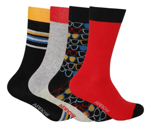 Calcetines Hombre Pack 4 Arrow Design Multicolor Rojo