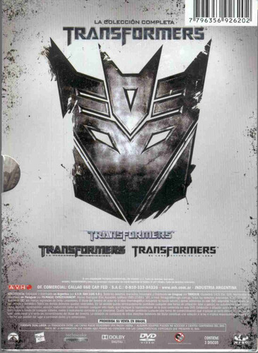 Box Transformers -trilogia Set 3 Dvd´s, Original