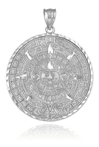 Colgante De Calendario Maya Con Encanto Azteca De Oro Blanco