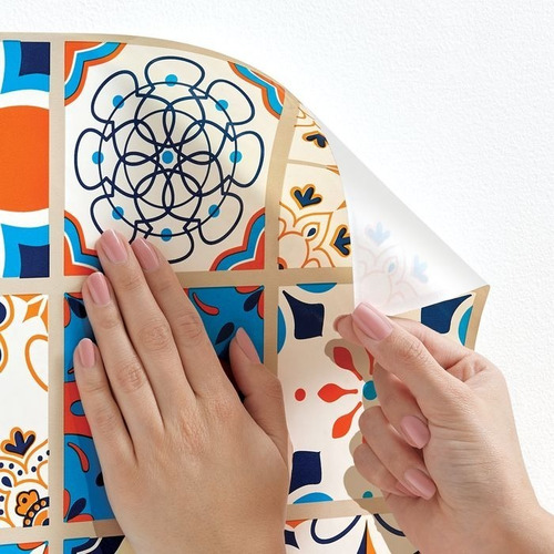 Imagen 2 de 3 de 2 Rollos Tapiz Mosaicos De Colores Adherible