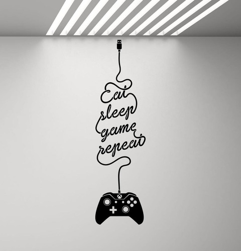 Adesivo Xbox De Parede Gamer Console Eat Sleep Game Quarto