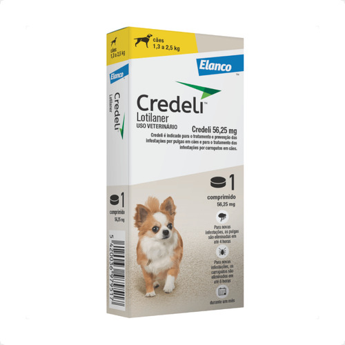 Antipulgas Credeli Cães 1,3 A 2,5 Kg 1 Comprimido Elanco