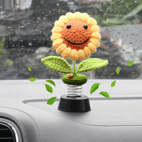 Decoracion Girasol Para Tablero Automovil Flor Tejida Mujer