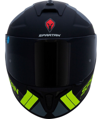 Imagen 3 de 6 de Casco Integral Spartan Draken Slide Negro Mate Amarillo