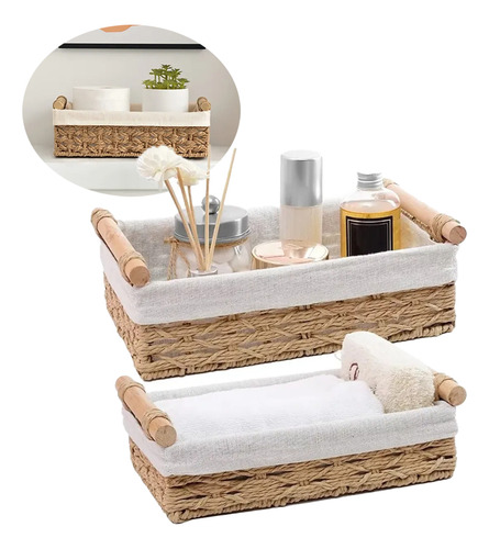 Canastas Organizadora De Caja De Almacenamiento 2pzs Domiviva Color Beige