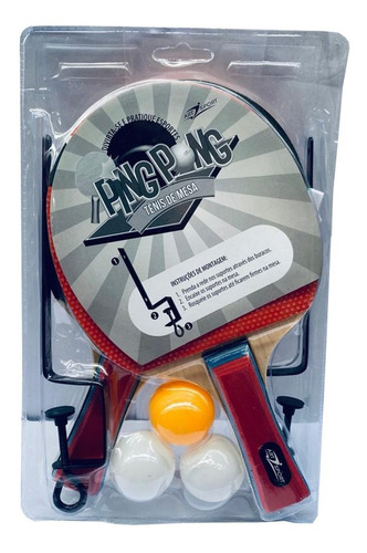 Ping Pong Tênis De Mesa 2 Raquetes 3 Bolinhas + Rede/suporte Cor Azul Tipo de cabo madeira
