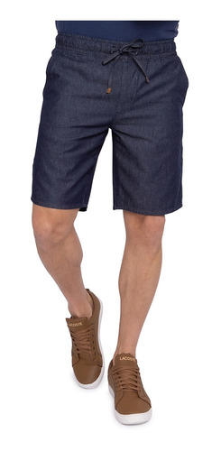 Bermuda Jeans Masculina Com Cordão Elástico Cós