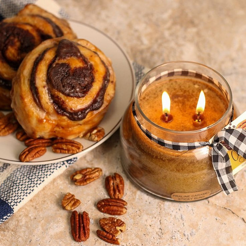 Velas Grande Aromática Decorativa Canela Rol 2pzas 510gr Int Beige Cinnamon Caramel Pack Rol De Canela