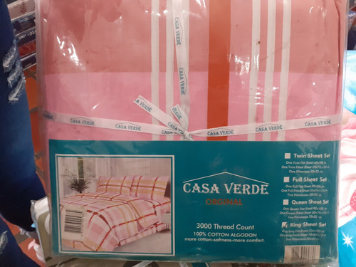 Juego De Sabana King Zize 2x2 Marca Casa Verde