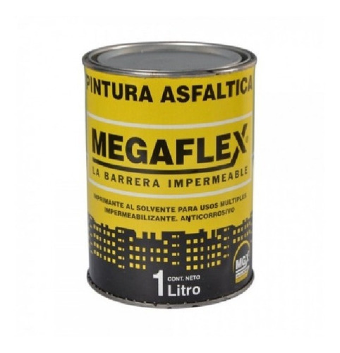 Imagen 1 de 4 de Pintura Asfaltica Megaflex X 1 Lt Brea Imprimación Solvente