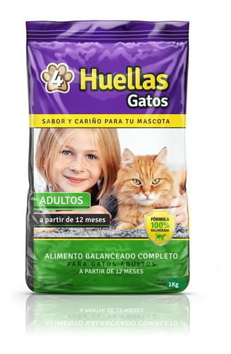 Alimento Para Gatos Adultos  4 Huellas Bolsa X 1 Kg