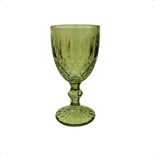 Jogo De 6 Taças Vidro Greek Wolff Verde Para Água Suco 345ml