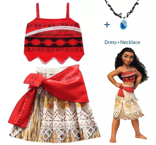 Disfraz Princesa Moana Disney Con Collar Original 