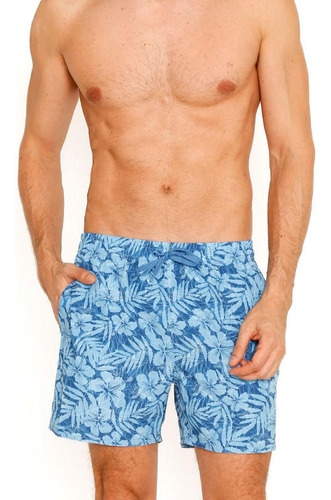  Traje De Baño Short C/elasticidad Hombre Azul